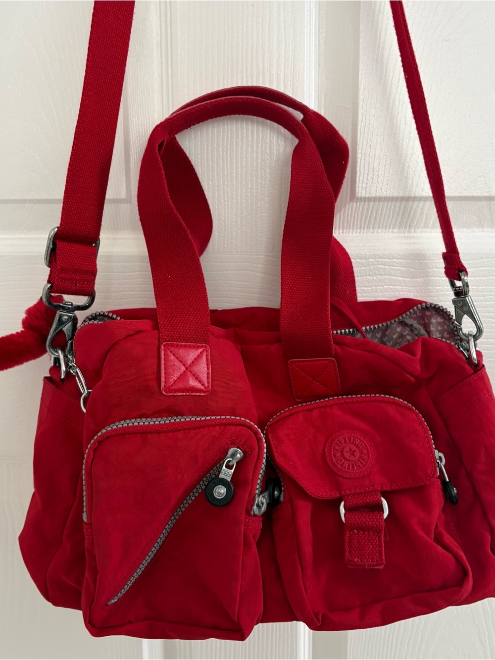 Kipling Red Crossbody Shoulder Bag with Dual Handles - Picture 2 of 6
